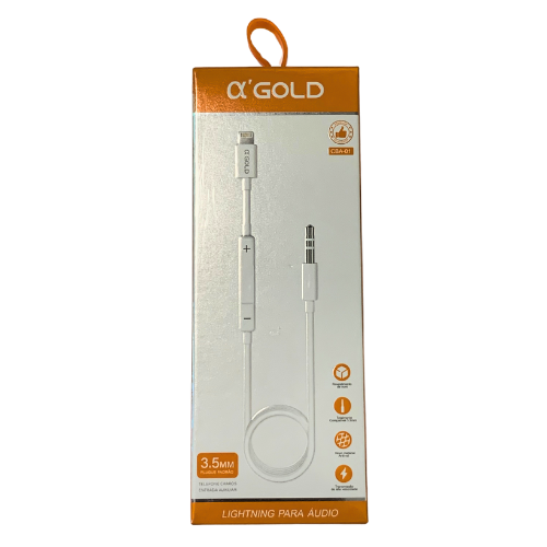 C9- CABO ADAPTADOR GOLD IPHONE PARA P2 3.5MM CBA-01 - 51222