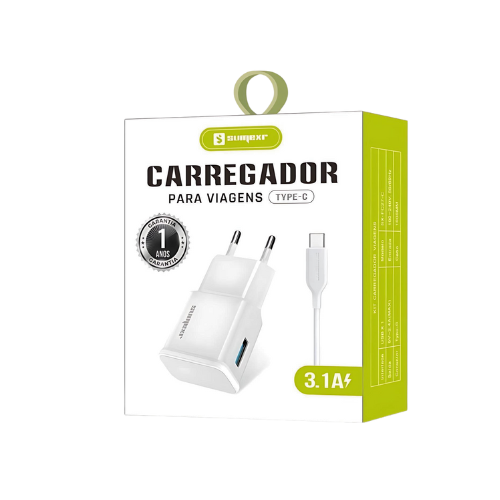 D18 - KIT CARREGADOR SUMEXR  TYPE-C 3.1A SX-FC27-C - 62428