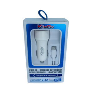 A3 – KIT CARREGADOR VEICULAR KINGO V8 C204 BRANCA – 18516